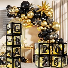 2026 Graduation Balloon Boxes Decorations, 4pcs Graduation Blocks with 32pcs …