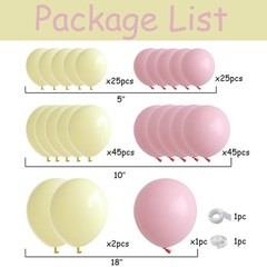 Pastel Pink and Yellow Balloon Garland Arch Kit 143PCS Macaron Balloons for H…