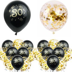 Memorable 30th Birthday Party Pack: Gold Balloons, Banner & Fringe Curtain