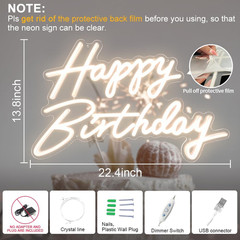 Happy Birthday Neon Sign – LED Light Up Decor for Any Age Celebration