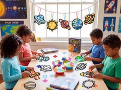 48PCS Solar System Space Paper Suncatchers DIY Project Kits, Back to School W…