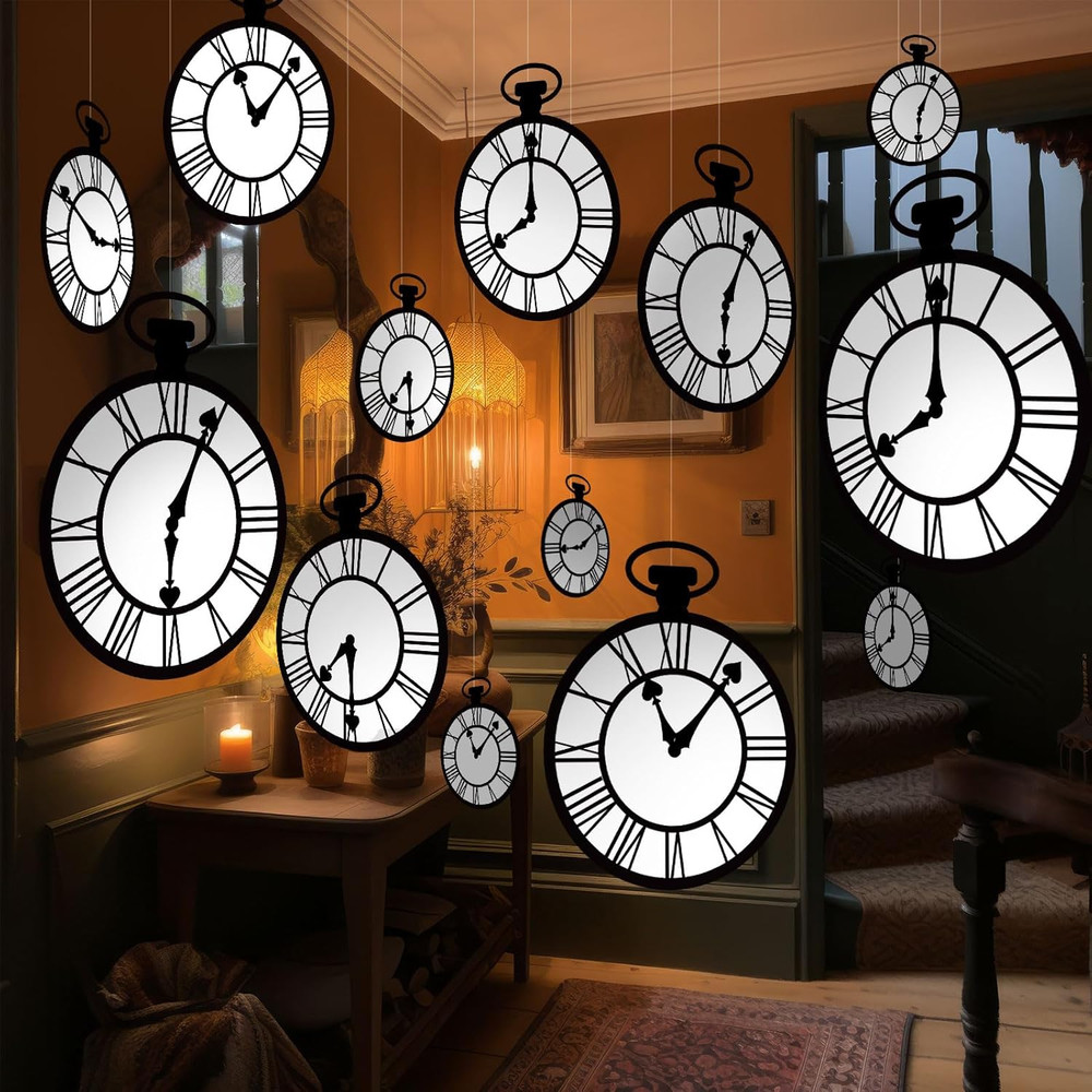 Wonderland Tea Party Decoration Clock Hanging Banners Wonderland Spring Themed G