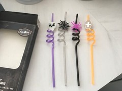 TkMaxx Glow In The Dark Halloween Reusable Drinking Straws Set of Four