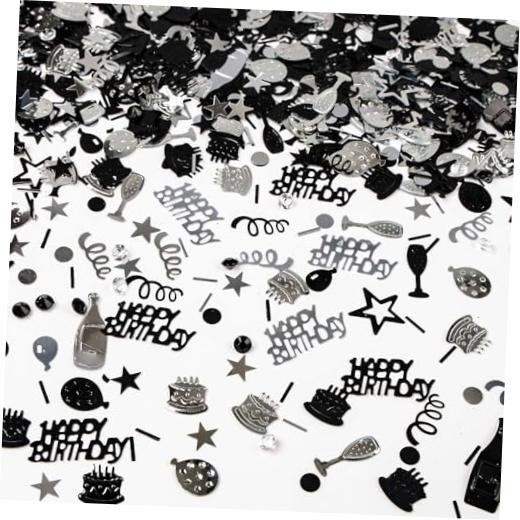 Happy Birthday Confetti, 1.6 oz Black Silver Black Silver Birthday Confetti