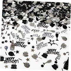 Happy Birthday Confetti, 1.6 oz Black Silver Black Silver Birthday Confetti