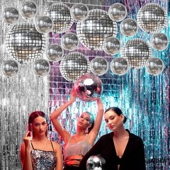 , Silver Disco Ball Balloons 32 Inch, Pack of 20 | Shiny Disco Ball for Disc…