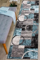 Rugshop Contemporary Abstract Circle Design 2′ x 7’2″ (Rectangular), Grey