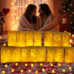 Will You Marry Me Light Up Letters Luminary Bags, Marry Me Sign Banner, Roman…