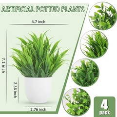 Miracliy 4 Pack Mini Fake Plants Artificial Eucalyptus 7.1″H × 4.7″W, Green