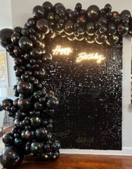 Black Shimmer Wall Backdrop 10 pcs Sequin Wall Panels for Party Backdrop