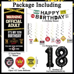 18th Birthday Decoration Kit Banner Balloons Backdrop Party Decor