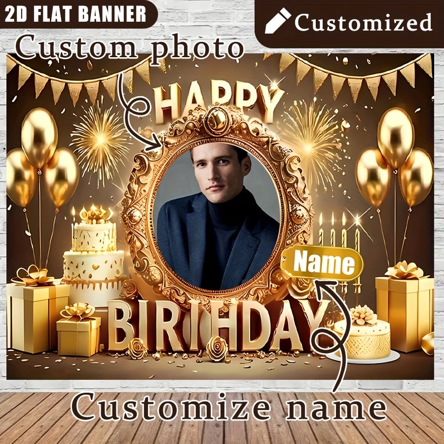 1pc 2D Fireworks Theme Personalized Birthday Custom Banner Party Decor Tapestry♪