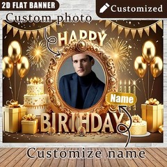 1pc 2D Fireworks Theme Personalized Birthday Custom Banner Party Decor Tapestry❀