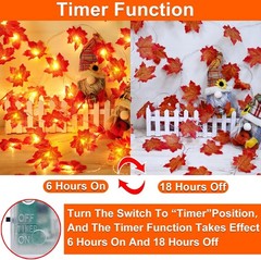 Timer&3 Pack – 30Ft Fall Decor Fall Garland with Lights Fall Decorations for