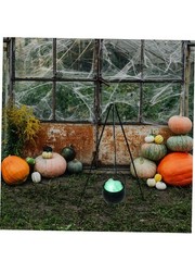 Witch Jar Ornaments Halloween Decoration Cauldron Tripod Bowl Glowing Effect