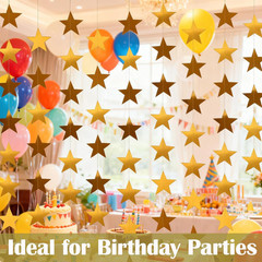 105 Feet Gold Star Garland, 8 Strands Glitter Paper 105.0 Feet,