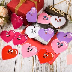 120 PCS 4 Inch Heart Cutouts Assorted Color Paper Die Cut Glue Point Dots Decor