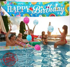 HAKOTI Pool Party Banner 9.8×1.9ft