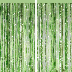2 Pack Rainbow Metallic Tinsel Foil Fringe Curtains, Door Streamers Photo Booth