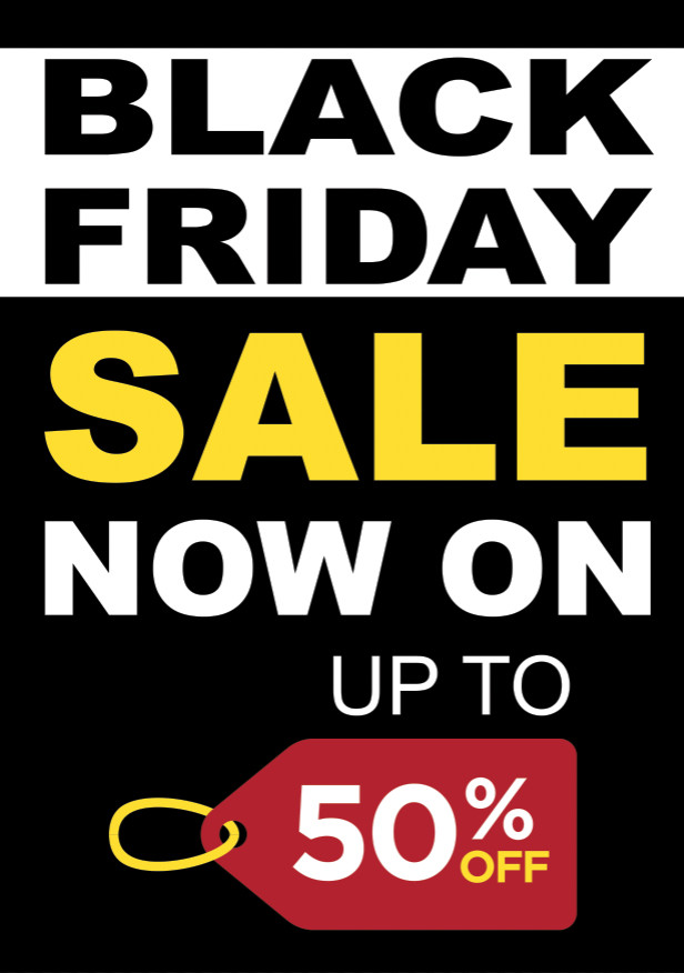 Black Friday Sale Poster Bespoke Text Wording Logo Any % Discount Retail Shop