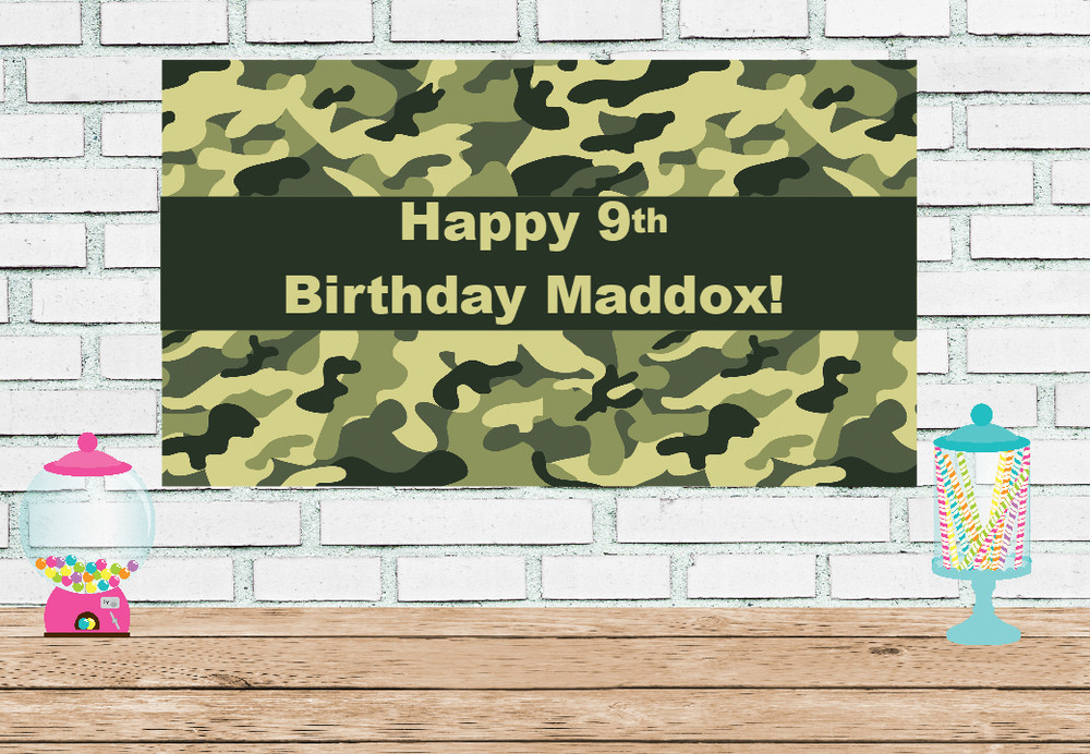 3×6 Camo vinyl Birthday Banner