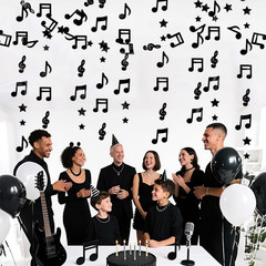 Black Shimmering Musical Note Star Hanging Garland Black Music Theme Party Hangi