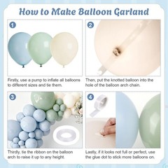 155Pcs Dusty Blue Sage Green Balloon Garland Arch Kit, Macaron Blue Moonlight…