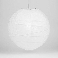Quasimoon 12″ White Round Paper Lantern, Crisscross Ribbing, Chinese Hanging …