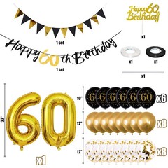60th Birthday Decorations, Black Gold 60th Birthday Party Decoration for Men …