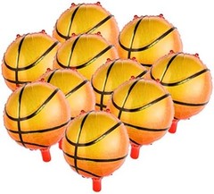 10-Pack 18in Mylar Basketball Balloons – Orange Sports Party Decor