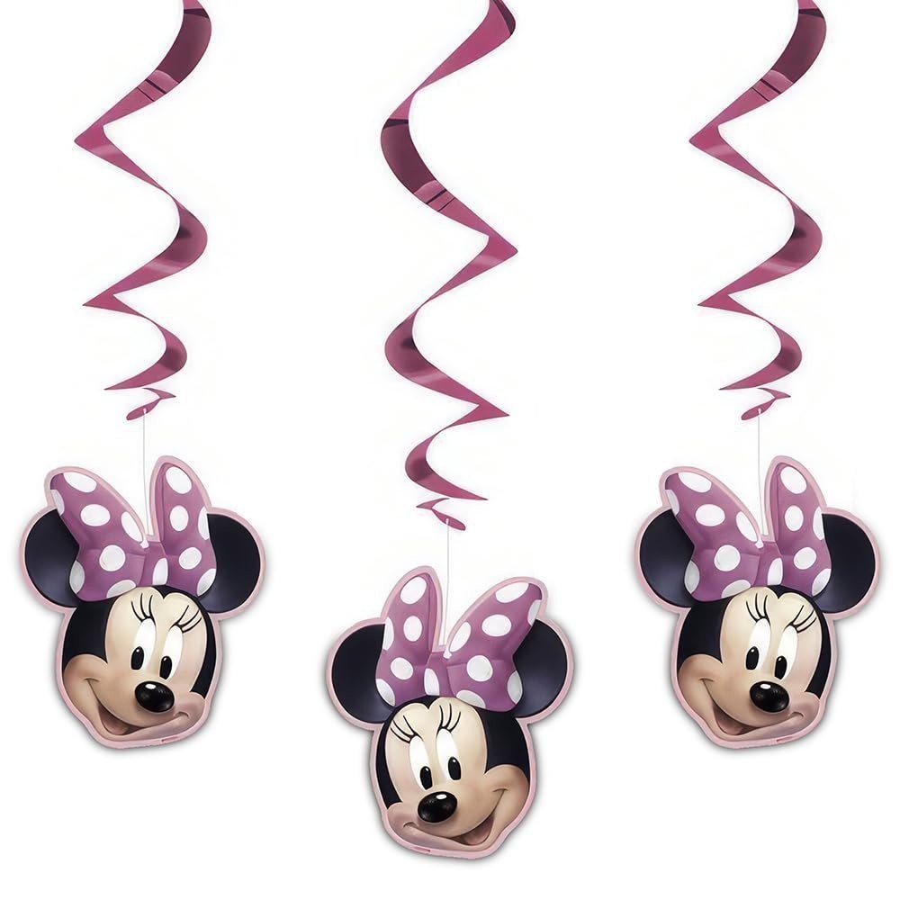 Unique Minnie Mouse Hanging Swirl Decorations – 26″ | Pink | 3 Pcs