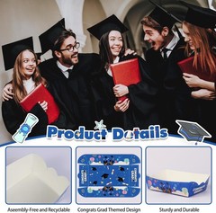 Disposable Graduation Food Trays 50PCS Blue Boat-Shaped for Nachos Tacos Hot …