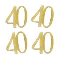 Gold Glitter 40 CutOut Numbers 40th Birthday Anniversary Party Decor DIY Pack