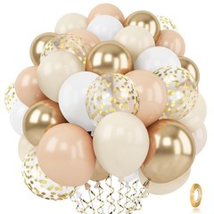Gold White Sand Confetti Balloons, 50pcs 12 inch Beige Gold Nude Neutral Ball…