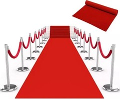 mosegor Red Carpet Runner 10 x 1 m Red Carpet Aisle Runner 5.5mm Thickness Red