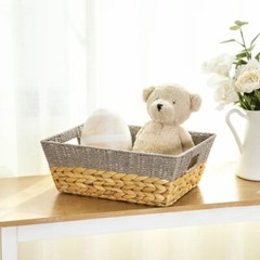 Better Homes & Gardens Small Storage Basket with Handles, Gray and Natural