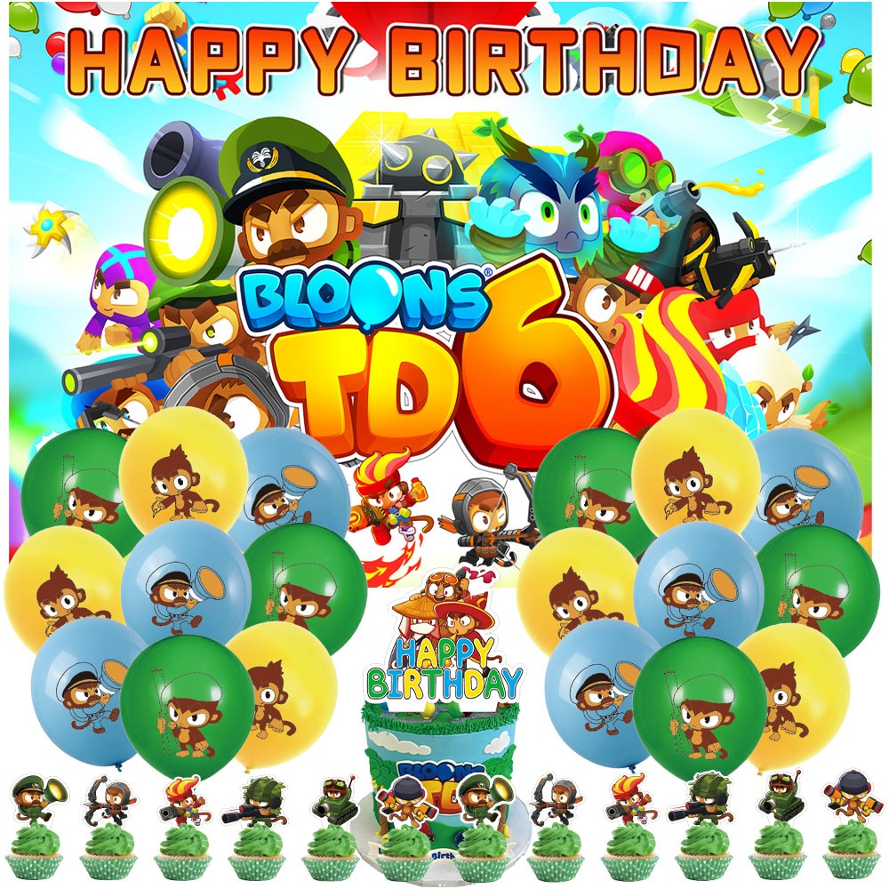 Bloons TD 6 Party Supplies Set Balloons Cake Toppers Banner Birthday Decor