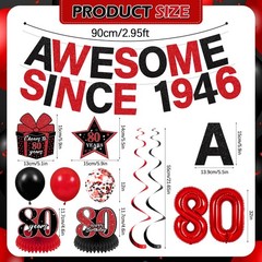 Red And Black 80th Birthday Decorations For Men Women 32 Inch Number Balloons