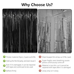 Thicken Tinsel Backdrop Curtains 2 Pack 3.2 x 38.4″W x 98.4″L (Pack of 2) Black