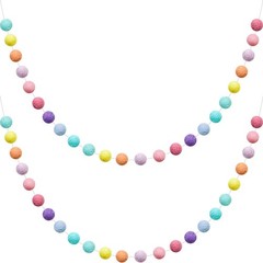 2 Pieces Wool Felt Rainbow Garland Colorful Pom Pom 6.5 ft Long 24 Garland fo…