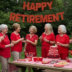 Glitter Red Happy Retirement Banner Pre-Strung Garland for Office Goodbye Party