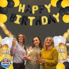 FBQ 45 Pcs Beer Birthday Balloon Latex Balloons Beer Themed Party Happy Birth