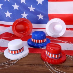 Small Patriotic Mini Top Hats Red White Blue 4th of July Party Decor Set