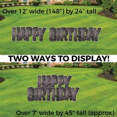 24″ Sparkle Happy Birthday EZ Set Yard Sign Set | 5pc Outdoor Lawn Decorations