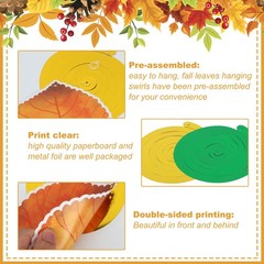 30 Pcs Fall Leaves Hanging Swirls Thanksgiving Maple Leaf Swirls Streamers Th…