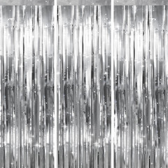 Metallic Silver Tinsel Foil Fringe Curtain, 3 Pack 3.2X6.5 Feet Party Photo Back
