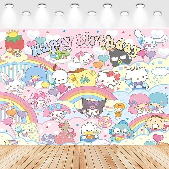 Generic Kawaii Kitty Birthday Party Banner Backdrop 5×3 Ft
