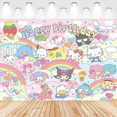 Generic Kawaii Kitty Birthday Party Banner Backdrop 5×3 Ft
