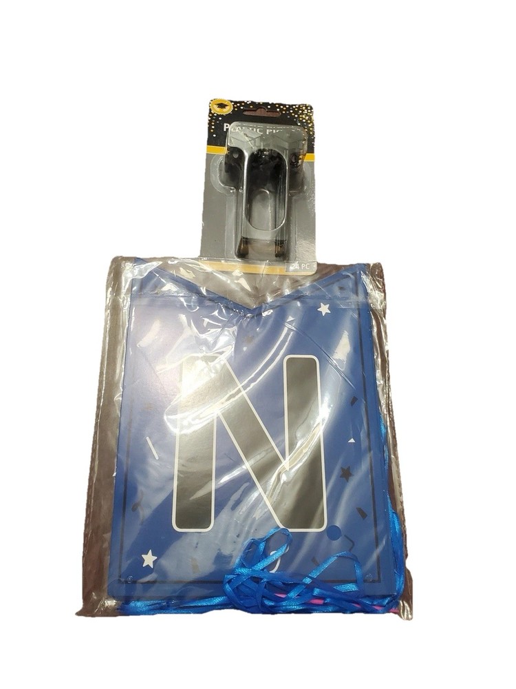 Congrats Grad Graduation Banner Blue White With Pack Of Grad Cap Picks For Cake