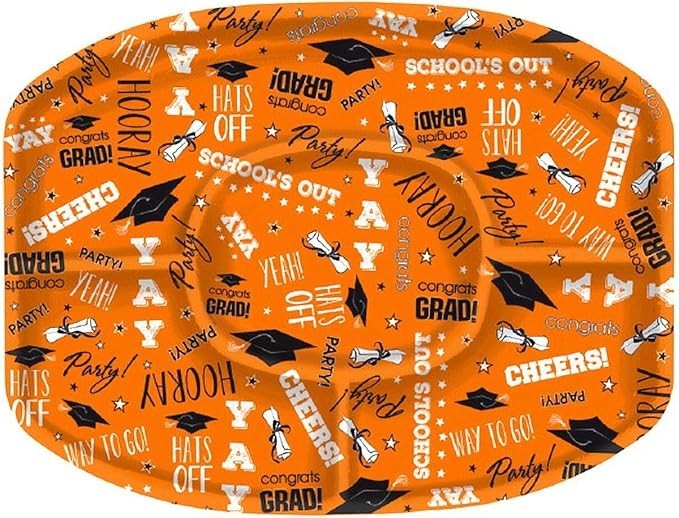 Amscan Party Supplies, Orange Plastic Platter- 2pc
